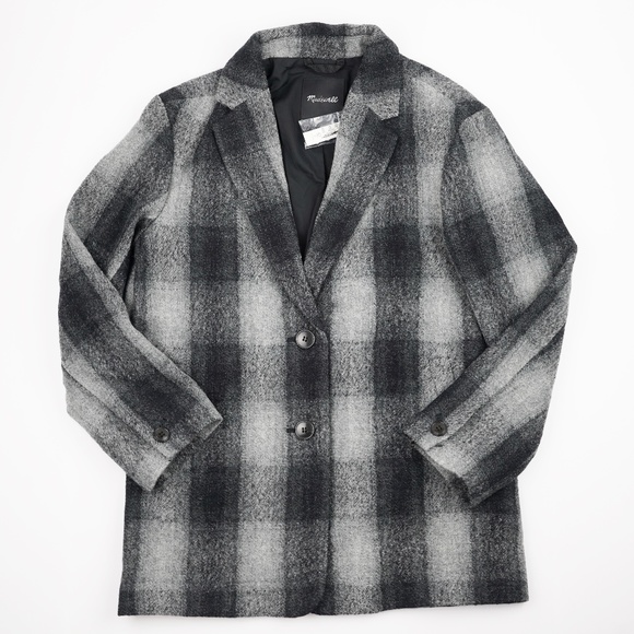 New MADEWELL The Oversized Dorset Blazer in Buffalo Check Boiled Wool - Picture 6 of 7